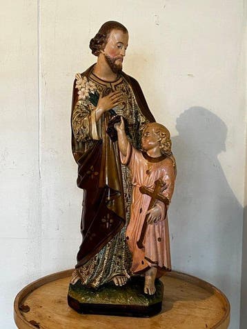 Beeld, Sint-Jozef met het kind Jezus – Polychroom