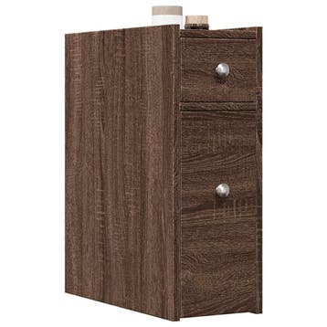 vidaXL Badkamerkast smal met wielen bewerkt hout bruin, Huis en Inrichting, Verzenden, Nieuw