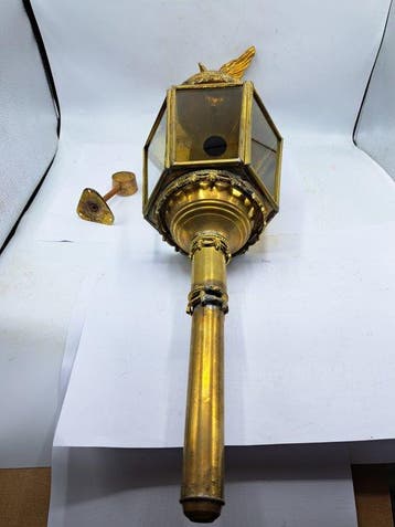 Lanterne - applique murale - Laiton, Verre - Grote Koetslamp, Antiek en Kunst