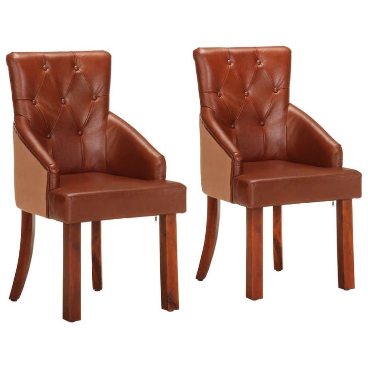 Eetkamerstoelen leer | Tweede kansje | OP = OP, Huis en Inrichting, Stoelen, Bruin, Twee, Zo goed als nieuw, Overige materialen