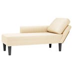vidaXL Chaise longue met kussen corduroy stof crèmekleurig, Verzenden, Nieuw