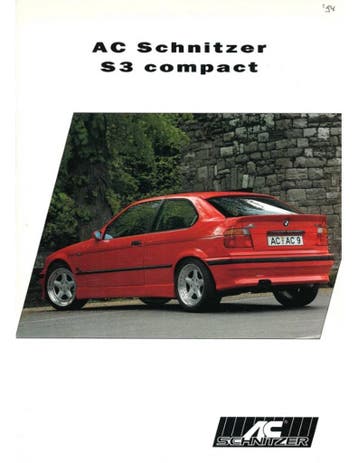 1994 BMW AC SCHNITZER S3 COMPACT BROCHURE DUITS, Nieuw