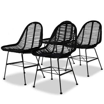 vidaXL Eetkamerstoelen 4 st natuurlijk rattan zwart, Verzenden, Nieuw
