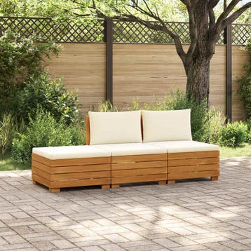 vidaXL 3 st Buiten bank set Massief Acacia Hout Bruin, Tuin en Terras, Verzenden, Nieuw