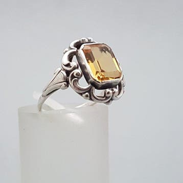 Zilver, Art Deco, Citrien(Getest) - Ring