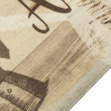 vidaXL Keukenmat wasbaar koffieprint 60x180 cm fluweel bruin, Verzenden, Nieuw