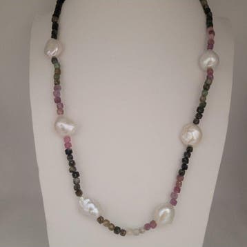 Collier - 18 carats Or jaune Perle - Tourmaline - Edison