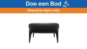 Bieden: Minotti Leslie Bergere Leather Poof - Aspen 26 - Bl, Ophalen of Verzenden