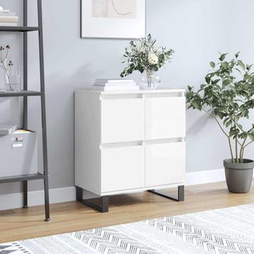vidaXL Dressoir 60x35x70 cm bewerkt hout hoogglans wit, Huis en Inrichting, Kasten | Dressoirs, Verzenden, Nieuw