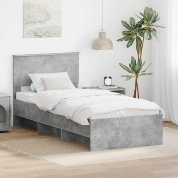 vidaXL Bedframe met hoofdeinde Beton Grijs 120 x 123 cm, Verzenden, Nieuw