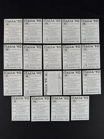 1990 Panini Italia 90 World Cup, - USA: complete team, Nieuw