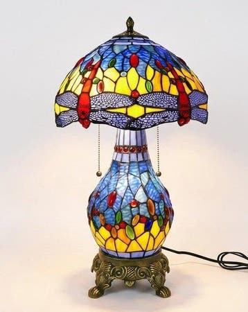 Tafellamp - Tiffany-stijl lamp - Glas-in-lood - libellen, Nieuw