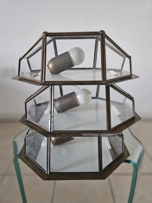 Fontana Arte, Candle - Wandlamp (3) - Messing, Glas -, Antiek en Kunst, Antiek | Meubels | Stoelen en Sofa's