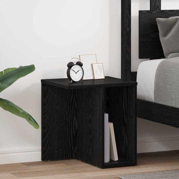 vidaXL Bijzettafel 2 st Zwart Eiken 37 x 32 x 40 cm Bewerkt, Verzenden, Nieuw