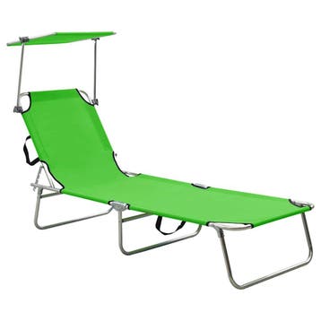 vidaXL Ligbed inklapbaar met luifel aluminium groen, Verzenden