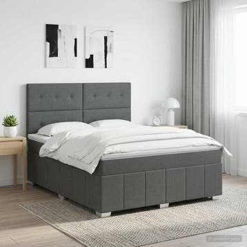 vidaXL Boxspringbed met matras Donkergrijs 160 x 200 cm Stof, Verzenden, Nieuw