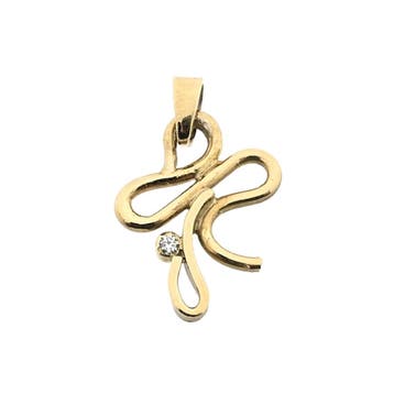 Gouden hanger met diamant; 0,02 ct. (Hanger of bedel), Handtassen en Accessoires, Bedels, Ophalen of Verzenden, Gebruikt, Goud