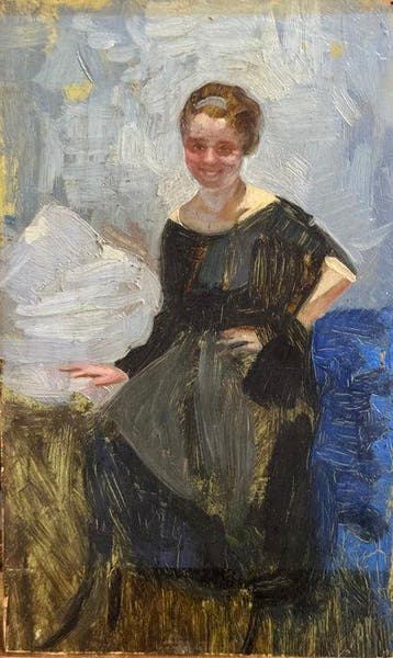 Scuola napoletana (XIX) - Fanciulla in giardino