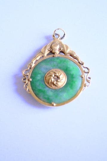Pendentif - 18 carats Or jaune Jade