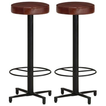 vidaXL Barkrukken 2 st 76 cm echt leer, Huis en Inrichting, Verzenden, Nieuw