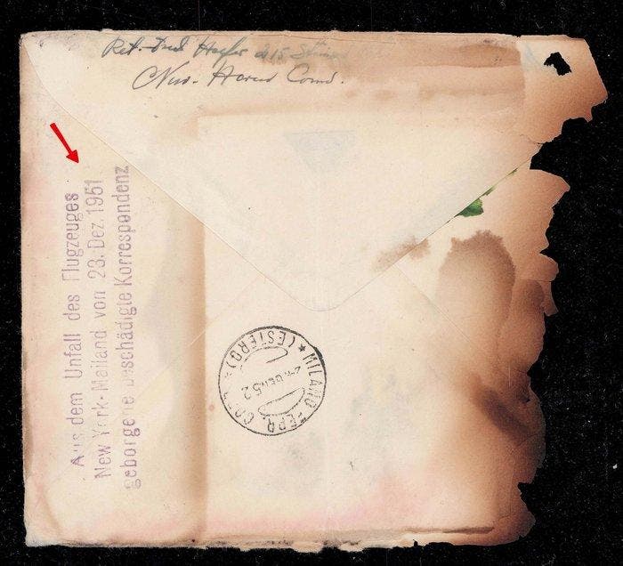États-Unis 1951 - Vol New York – Shannon – Milan. Accident, Postzegels en Munten, Postzegels | Amerika