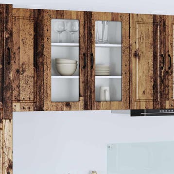 vidaXL Wandglas Kasten PORTO Oudhout 80 x 31 x 80 cm Bewerkt, Verzenden, Nieuw