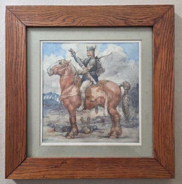 Arie Martinus Luijt (1879-1951) - Strijder op paard op, Antiek en Kunst
