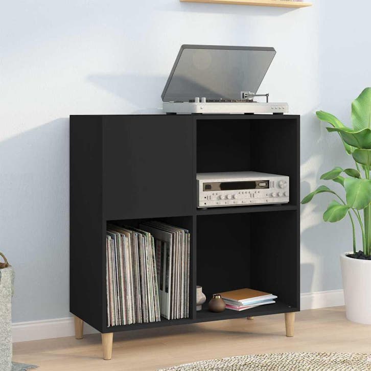 vidaXL Platenkast 84,5x38x89 cm bewerkt hout zwart, Maison & Meubles, Armoires | Autre, Envoi
