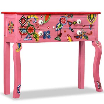 vidaXL Wandtafel handgeschilderd massief mangohout roze, Verzenden, Nieuw