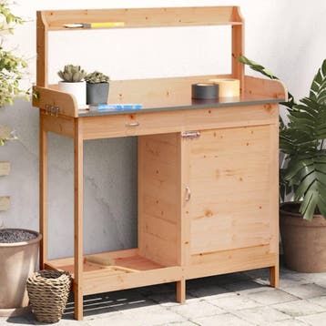 vidaXL Oppottafel met kast 110,5x45x124,5 cm massief, Verzenden