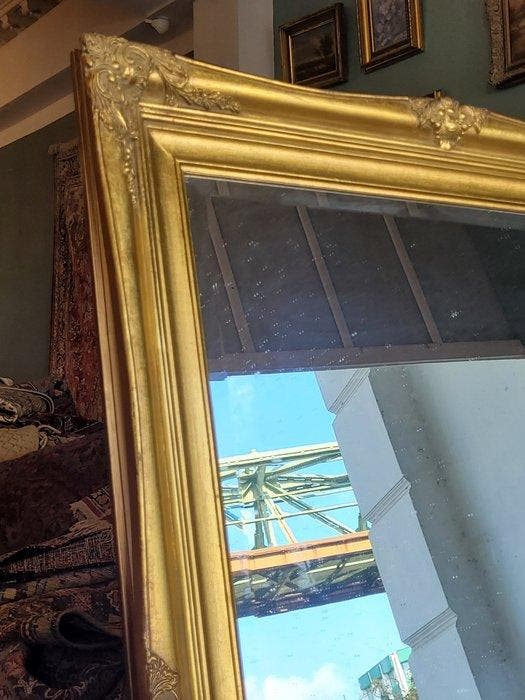 Barockstil – Wandspiegel – Holz, vergoldet - Miroir - Bois, Antiquités & Art, Curiosités & Brocante