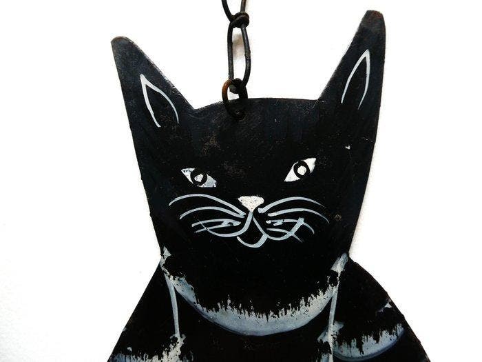 Decoratieve bel - Decoratieve functionele kat met 2 bellen, Antiek en Kunst, Curiosa en Brocante