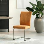 Set van 8 Leren eetkamerstoelen Dry - Kenia Cognac (cognac), Huis en Inrichting, Stoelen, Ophalen of Verzenden, Nieuw, Leer