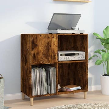 vidaXL Platenkast 84,5x38x89 cm bewerkt hout gerookt, Verzenden