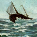 European school (XIX-XX) - Seascape with a stormy sailing