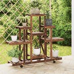 vidaXL Plantenstandaard met wielen 110x25x101 cm massief, Tuin en Terras, Verzenden, Nieuw