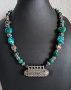 Argent, Métal, Turquoise, malachite - Parure