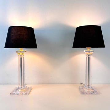 Lamp (2) - Hollywood Regency stijl tafellamp - plexiglas