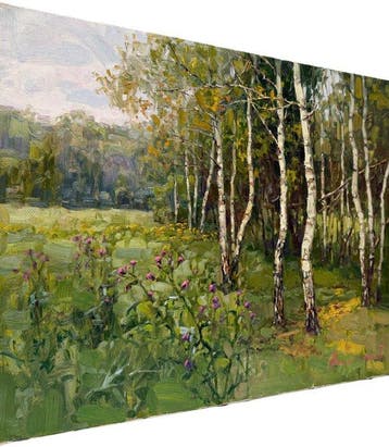 Sergei Flitov (1964) - Clairière aux Bouleaux – Fleurs, Antiquités & Art