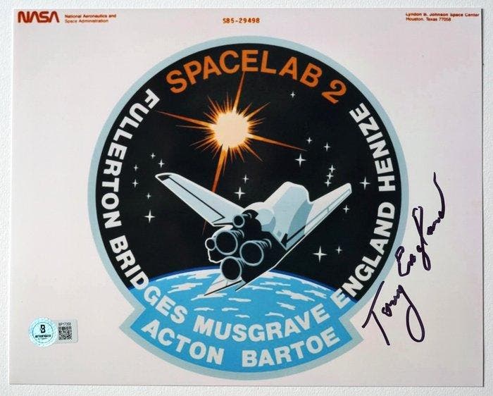 NASA Anthony England handtekening, foto met Beckett COA -, Antiek en Kunst, Antiek | Wandborden en Tegels