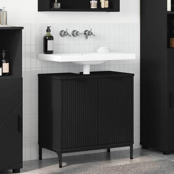 vidaXL Wastafel kabinet voor de badkamer Zwart 60,5 x 33,5 x, Verzenden, Nieuw