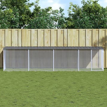 vidaXL Kippenhok met dak 403x98x90 cm gegalvaniseerd staal, Verzenden