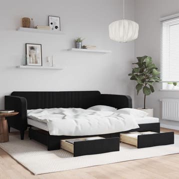 vidaXL Slaapbank met onderschuifbed en lades 100x200 cm, Verzenden, Nieuw