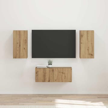 vidaXL Tv-meubelset 6 st Artisan Eiken Bewerkt hout, Verzenden