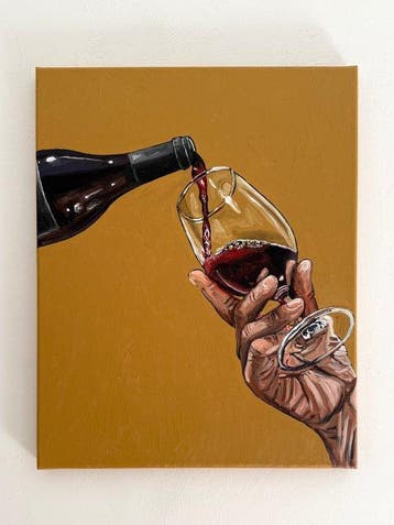 Cansu Rossi - Wine Pour - Oil Painting