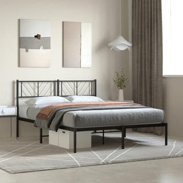 vidaXL Bedframe met hoofdbord metaal zwart 160x200 cm, Verzenden, Nieuw