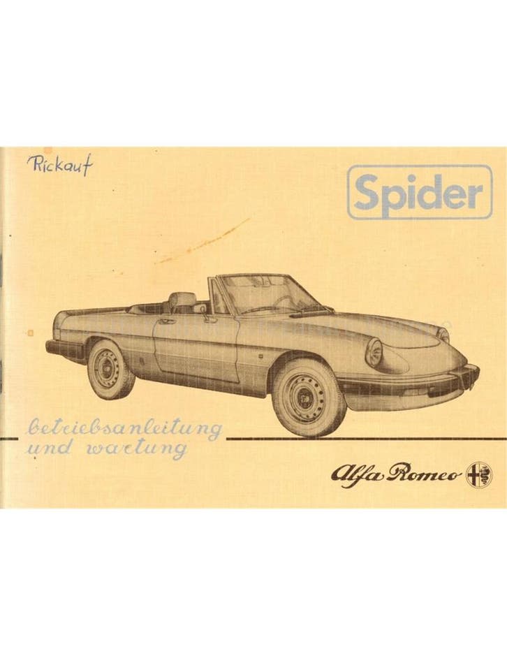 1983 ALFA ROMEO SPIDER INSTRUCTIEBOEKJE DUITS, Auto diversen, Handleidingen en Instructieboekjes