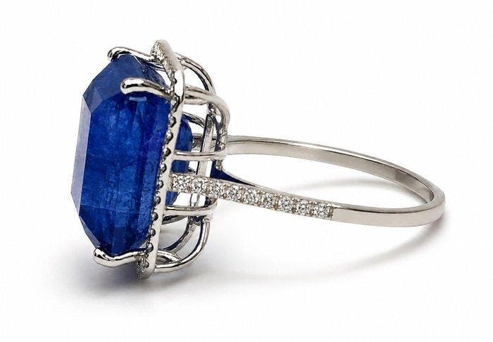 Zonder minimumprijs - Ring - 14 karaat Witgoud - 15.54ct., Bijoux, Sacs & Beauté, Bagues