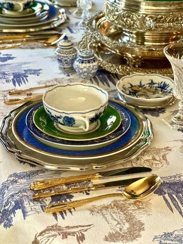 Tafelkleed voor grote tafels, toile de Jouy 2,70 x 1,80 -