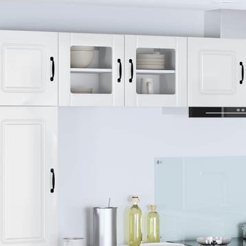 vidaXL Wandglas Kasten LUCCA 2 st Hoogglans Wit Bewerkt hout, Huis en Inrichting, Verzenden, Nieuw